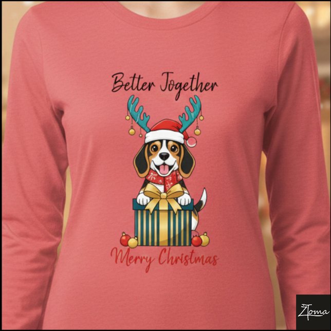 Christmas Beagle Reindeer Scarf Gift Graphic Tri-Blend Shirt (Von Creator hochgeladen)