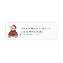 Christmas Bear Christmas Return Address Label