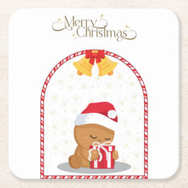 Christmas Bear Gift Coaster Rechteckiger Pappuntersetzer