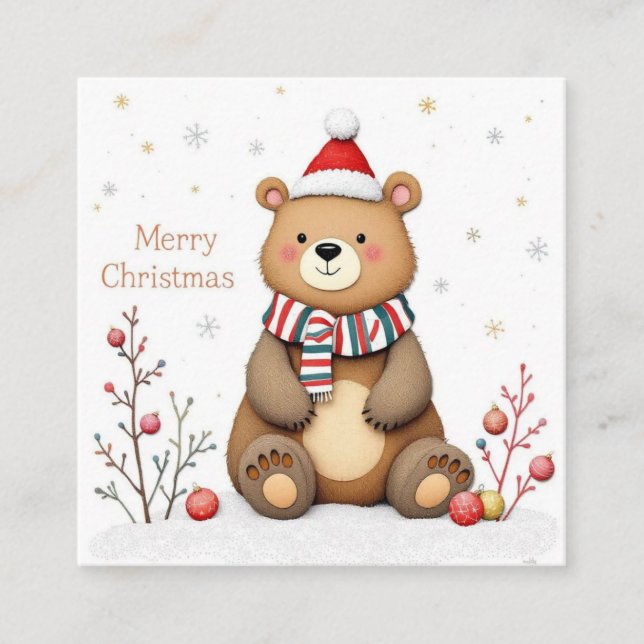Christmas Bear Quadratische Visitenkarte (Vorderseite)