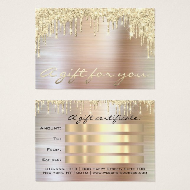 Christmas Beauté Salon Gold Certificat cadeau méta (Devant & derrière)