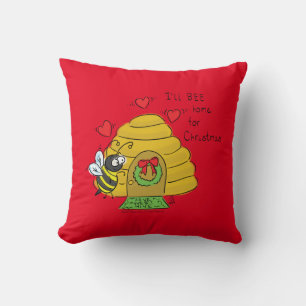 Christmas Bee Funny Holiday Cartoon Kissen