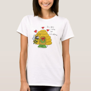Christmas Bee Funny Holiday Cartoon T-Shirt