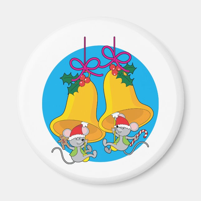 Christmas Bell Mice Magnet (Vorne)