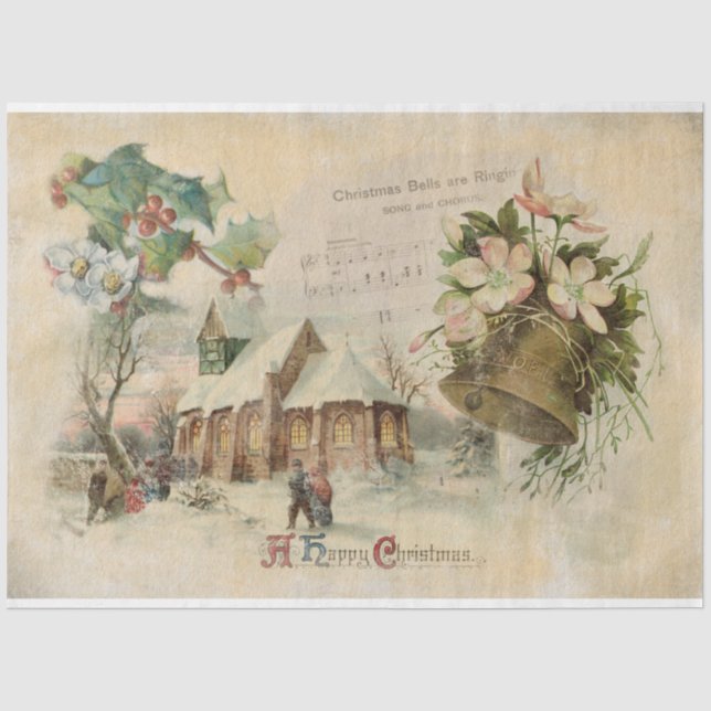"Christmas Bell" Vintag Seidenpapier (Vorderseite)