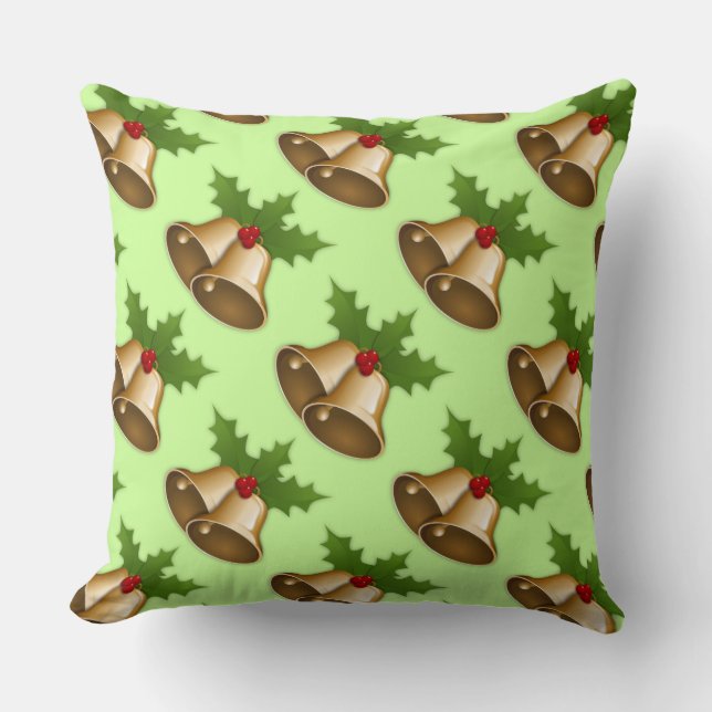 Christmas Bells et Holly Accent Coussin (Recto)