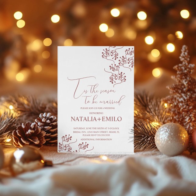 Christmas Berries Elegant Holiday Wedding  Einladung (Von Creator hochgeladen)