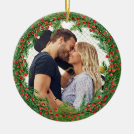 Christmas Berries Wreath Custom Foto Keramik Ornament