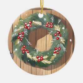Christmas Berry Wreath | Wasserfarbe Rustikale Mer Keramik Ornament