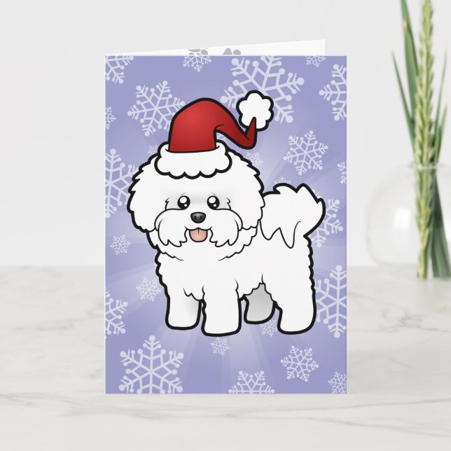 Christmas Bichon Frise Feiertagskarte (Vorderseite)