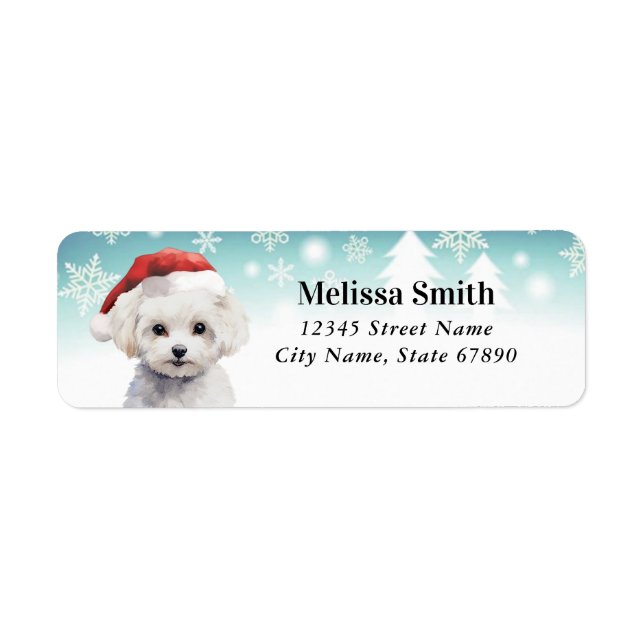 Christmas Bichon Frise Rücksendeadressen-Aufkleber (Vorne)