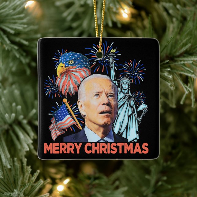 Christmas Biden Funny Joe Biden Konfuse Xmas Keramikornament (Baum)