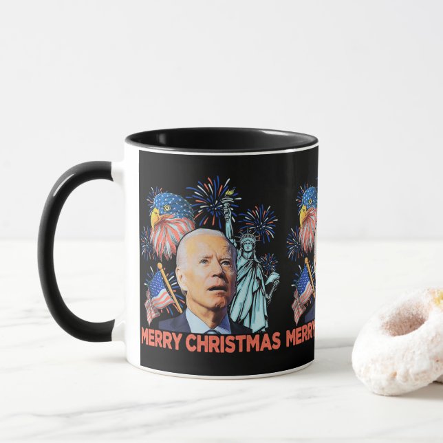 Christmas Biden Funny Joe Biden Konfuse Xmas Tasse (Mit Donut)
