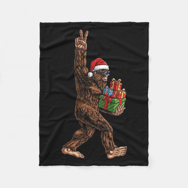 Christmas Bigfoot Santa Hat Funny Sasquatch Big Fo Fleecedecke (Vorderseite)