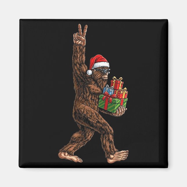 Christmas Bigfoot Santa Hat Funny Sasquatch Big Fo Magnet (Vorne)