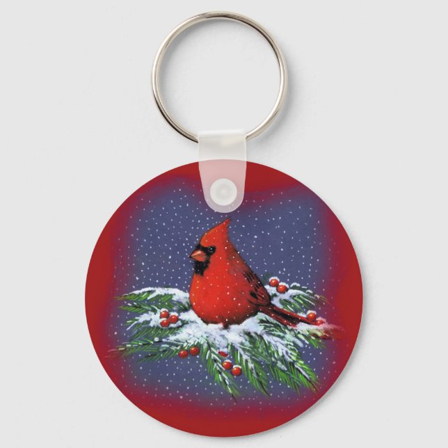 CHRISTMAS BIRD: KARDINAL: ART SCHLÜSSELANHÄNGER (Vorderseite)