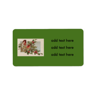 Christmas Bird Songbird Holly Snow Adressaufkleber