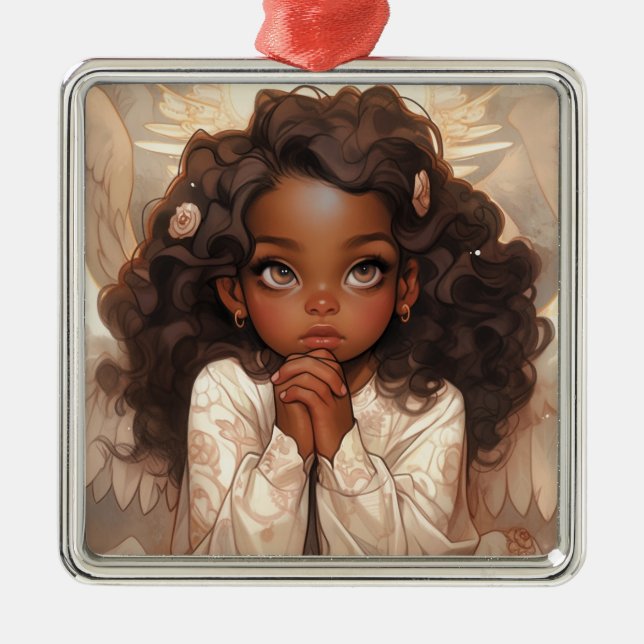 Christmas Black Angel Elegance Ornament Aus Metall (Vorne)