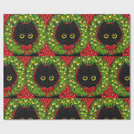 Christmas Black Cat Art Malerei Geschenkpapier