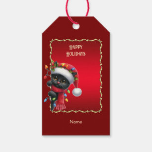 Christmas Black Cat Holiday Geschenk Tag Geschenkanhänger