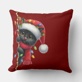 Christmas Black Cat Holiday Throw Kissen