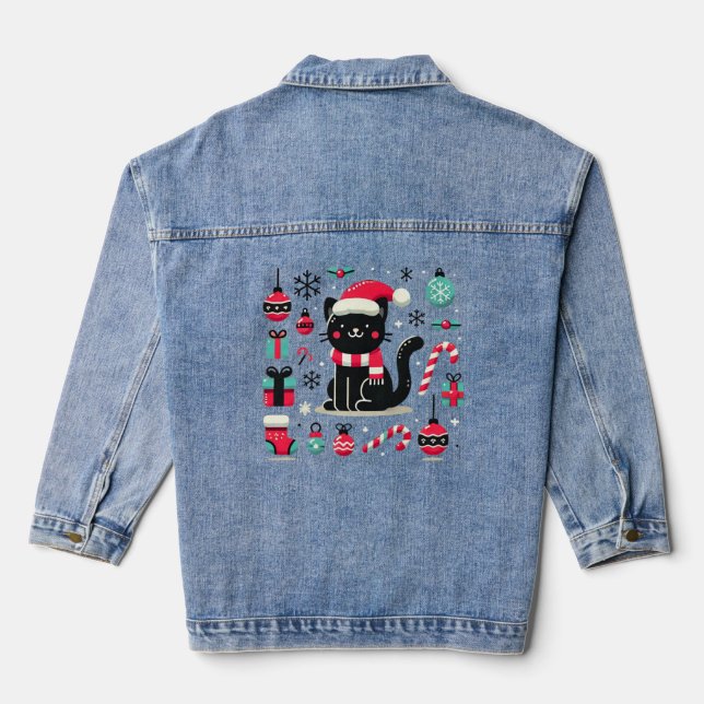 Christmas Black Cat Jeansjacke (Rückseite)