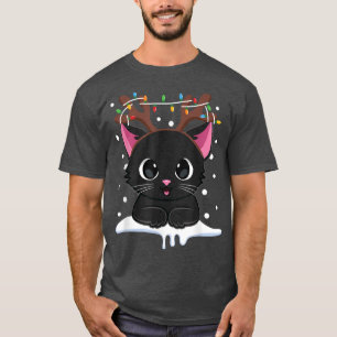 Christmas Black Cat Rentier Antlers Catmas Women T-Shirt