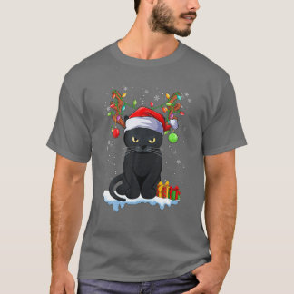 Christmas Black Cat Rentier Antlers Funny Xmas Ca T-Shirt