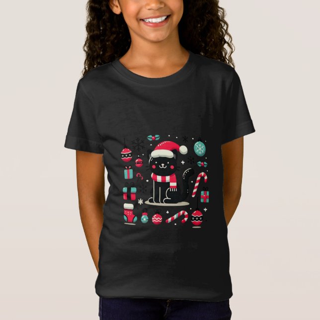 Christmas Black Cat T-Shirt (Vorderseite)