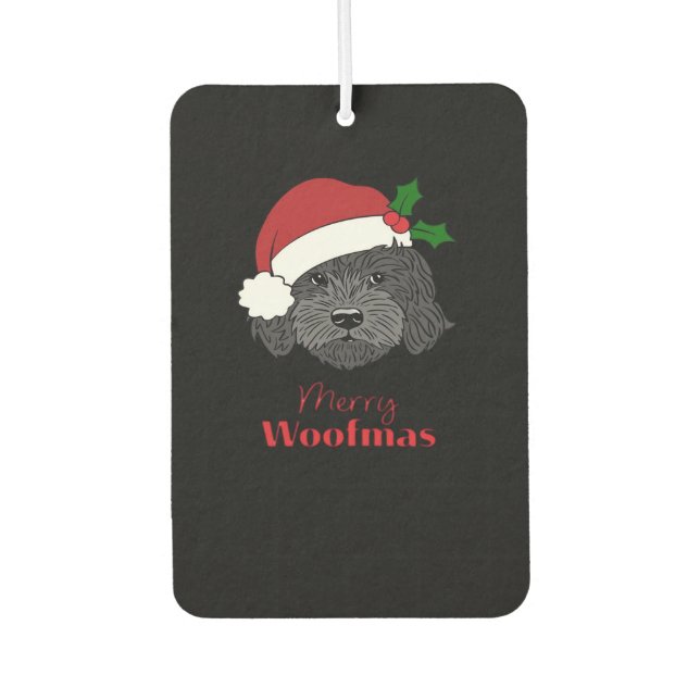 Christmas Black Cockapoo, Cavapoo, Cavoodle, Merry Autolufterfrischer (Vorderseite)