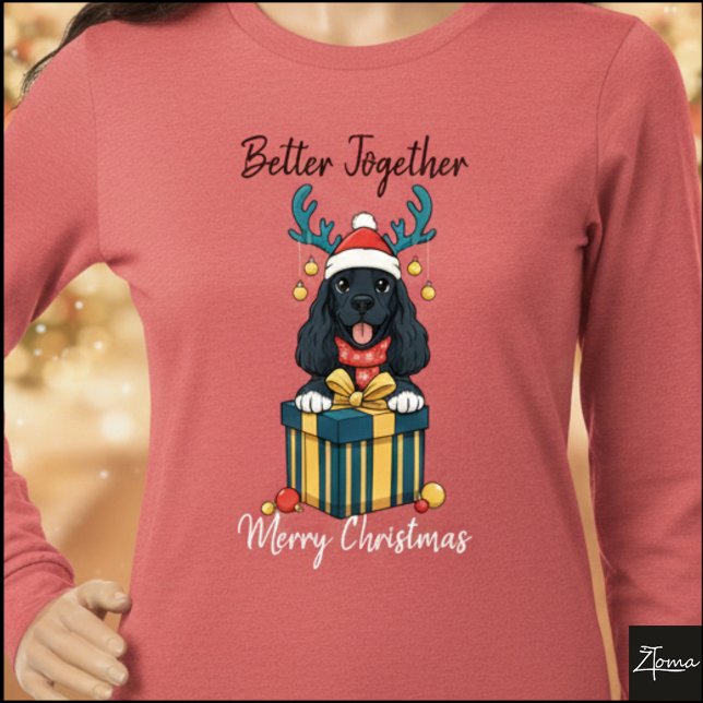 Christmas Black Cocker Spaniel Gift Graphic Tri-Blend Shirt (Von Creator hochgeladen)