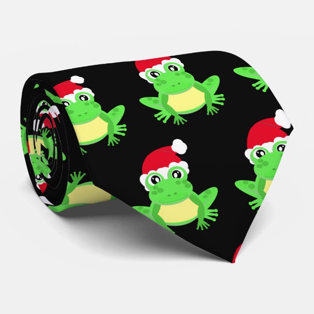 Christmas Black Frog Weihnachtsmannmütze Pattern N Krawatte (Gerollt)
