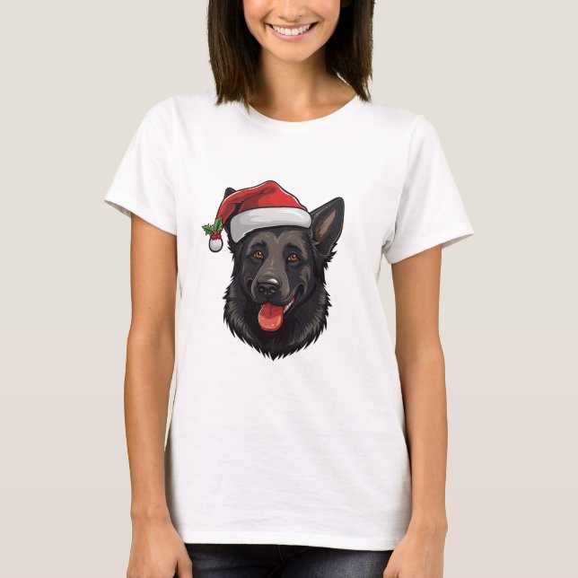 Christmas Black German Shepherd T - Shirt (Vorderseite)