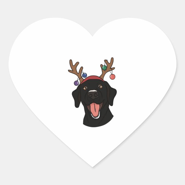 Christmas Black Lab Herz-Aufkleber (Vorderseite)