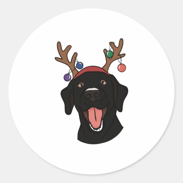 Christmas Black Lab Runder Aufkleber (Vorderseite)