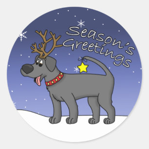 Christmas Black Lab Runder Aufkleber
