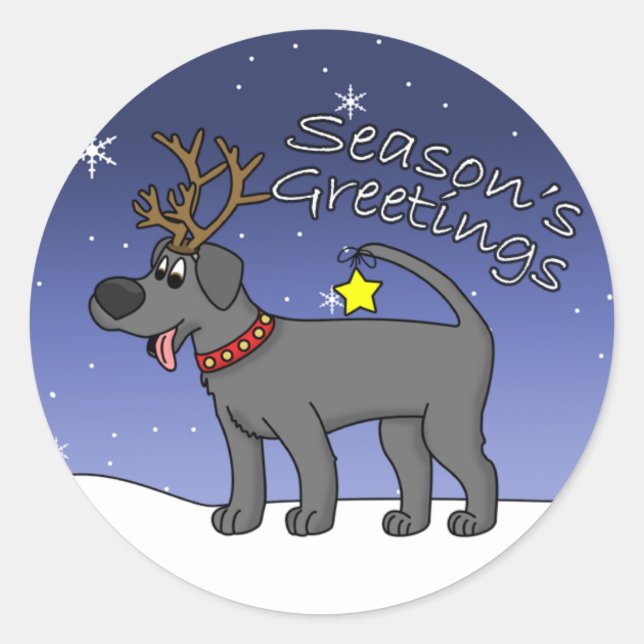 Christmas Black Lab Runder Aufkleber (Vorderseite)