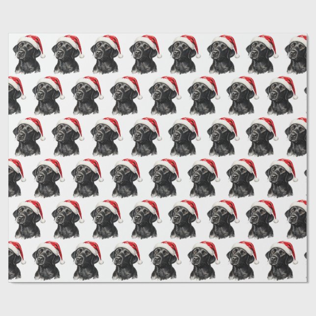Christmas Black Labrador  Geschenkpapier (Flach)