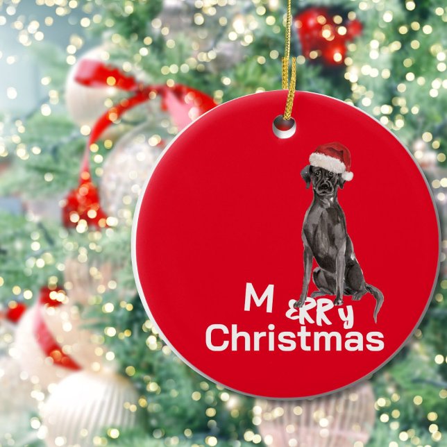 Christmas Black Labrador Hund Foto Frohe Gruß Keramik Ornament (Von Creator hochgeladen)