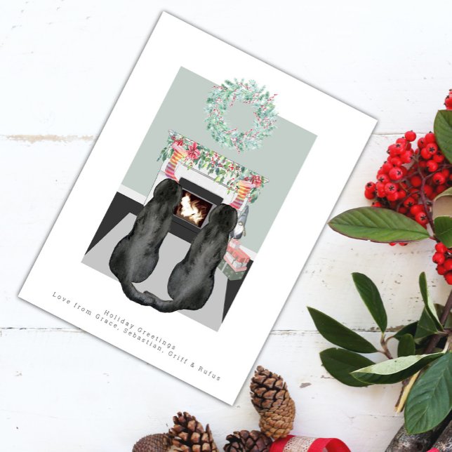 Christmas Black Labrador Hunde Feuerplatz Szene (Von Creator hochgeladen)