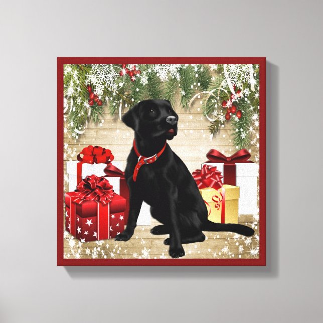 CHRISTMAS BLACK LABRADOR LEINWANDDRUCK (Vorderseite)