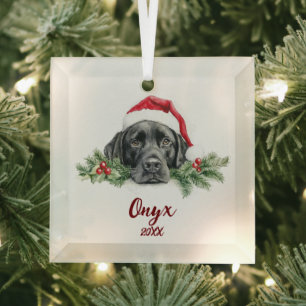 Christmas Black Labrador Ornament Aus Glas