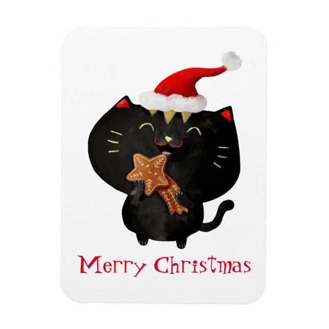 Christmas Black Niedlich Cat Magnet (Vertikal)