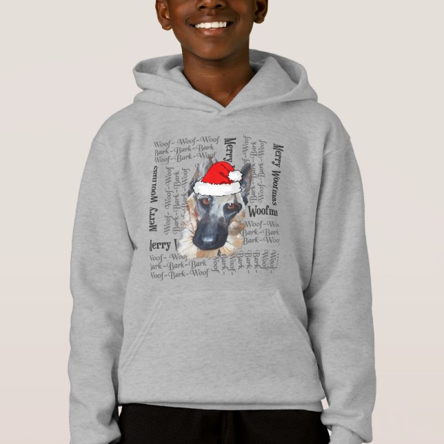 Christmas Black Tan German Shepherd Hat Hoodie (Vorderseite)