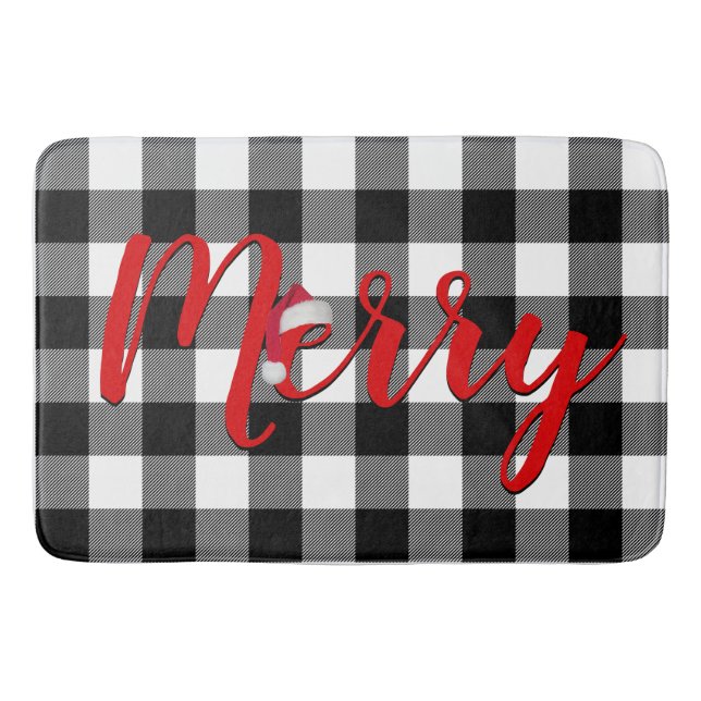 Christmas Black und White Buffalo Kariert Badematte (Vorderseite)