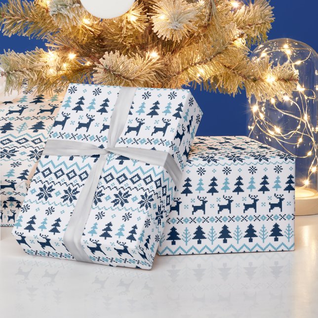 CHRISTMAS Blaues Hirschmuster Farbe auswählen Geschenkpapier (Feiertage)