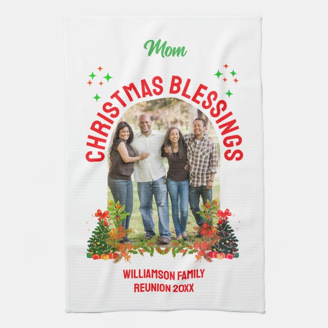 CHRISTMAS BLESSINGS Family Wiedersehen Souvenir Geschirrtuch (Vertikal)