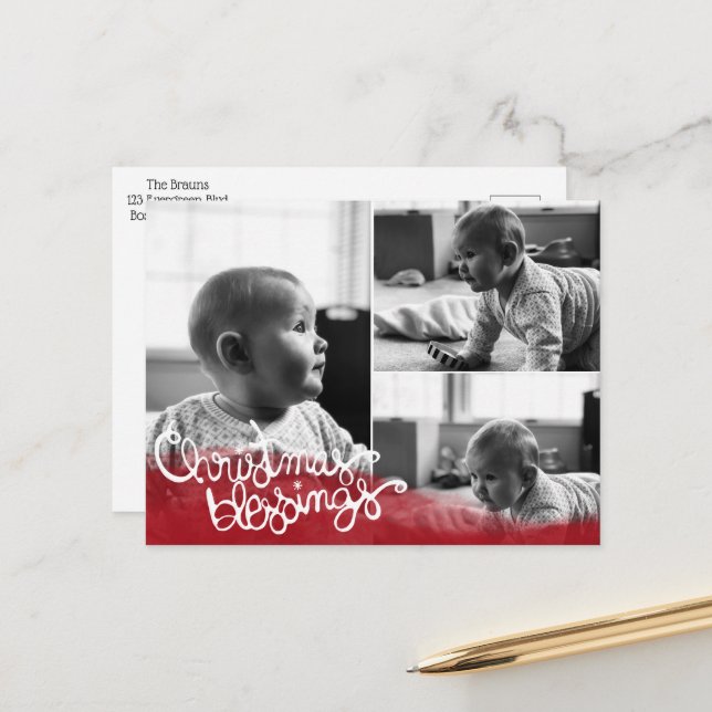 Christmas Blessings Feiertagspostkarte (Vorderseite/Rückseite Beispiel)