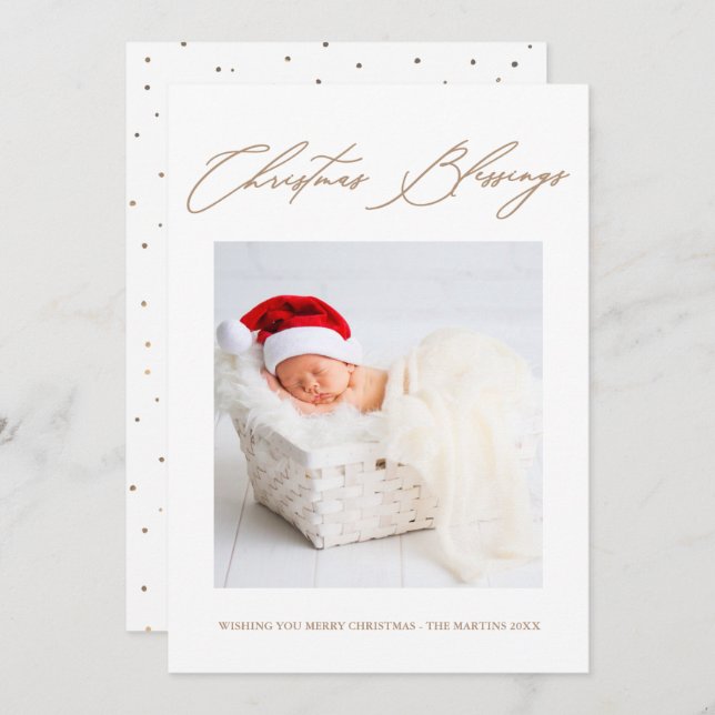 Christmas Blessings Festive Dots Carte de vacances (Devant / Derrière)