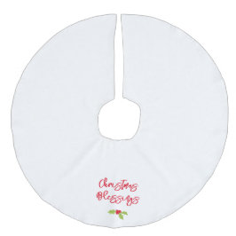 Christmas Blessings Holly Festive Holiday Faith Leinenimitat Weihnachtsbaumdecke